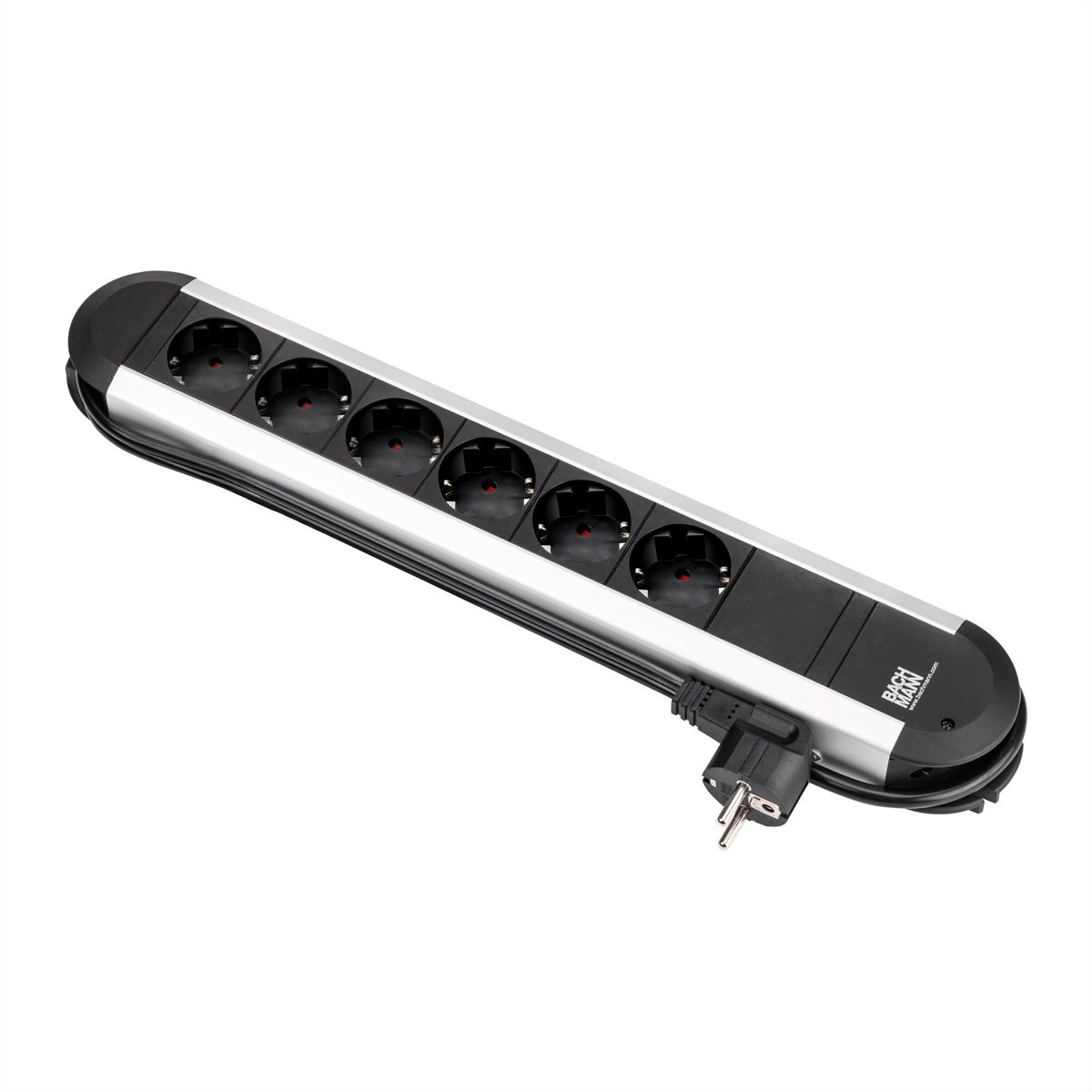 BACHMANN PRIMO stekkerdoos 6x geaard contact, aluminium, 1,75 m