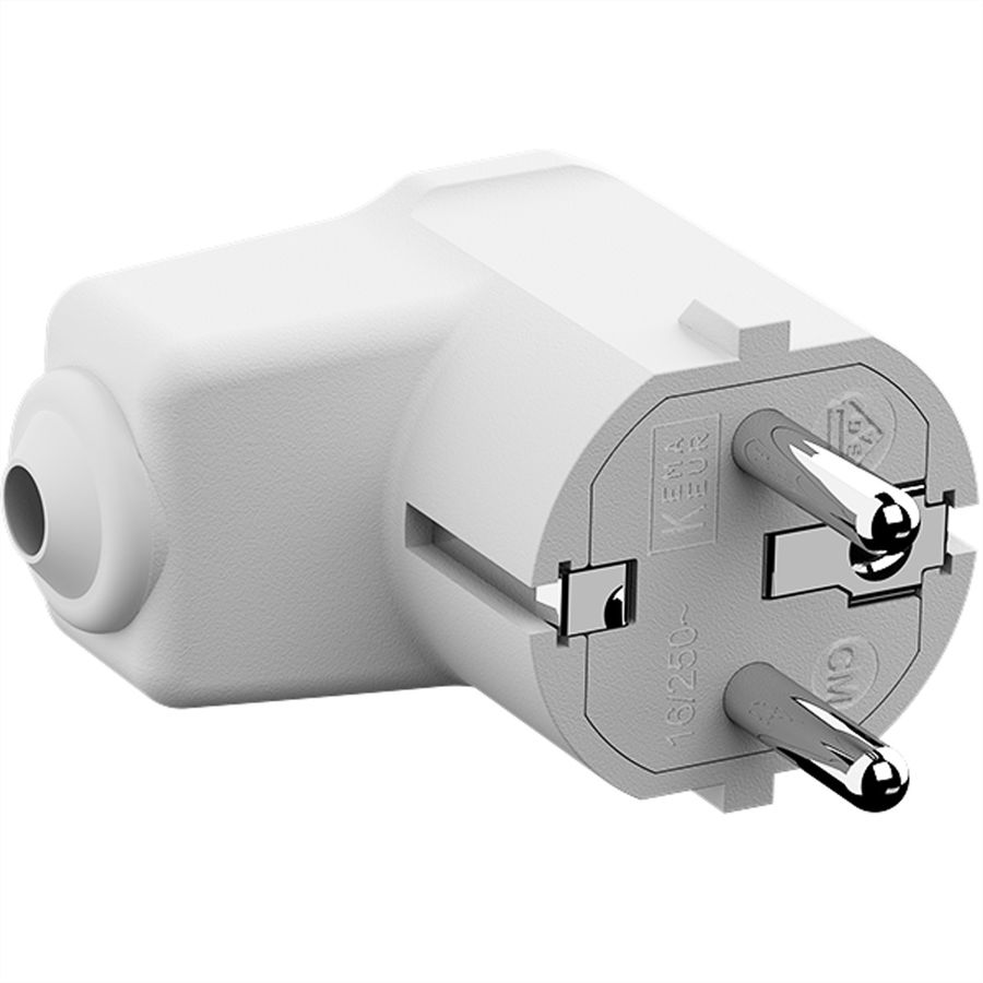 BACHMANN Angled mounting plug white, CEE 7/7 2-pole with earthing contact