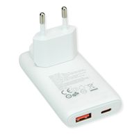 VALUE USB-oplader met Euro-/US-stekker, 2 poorten type A+C, 65W