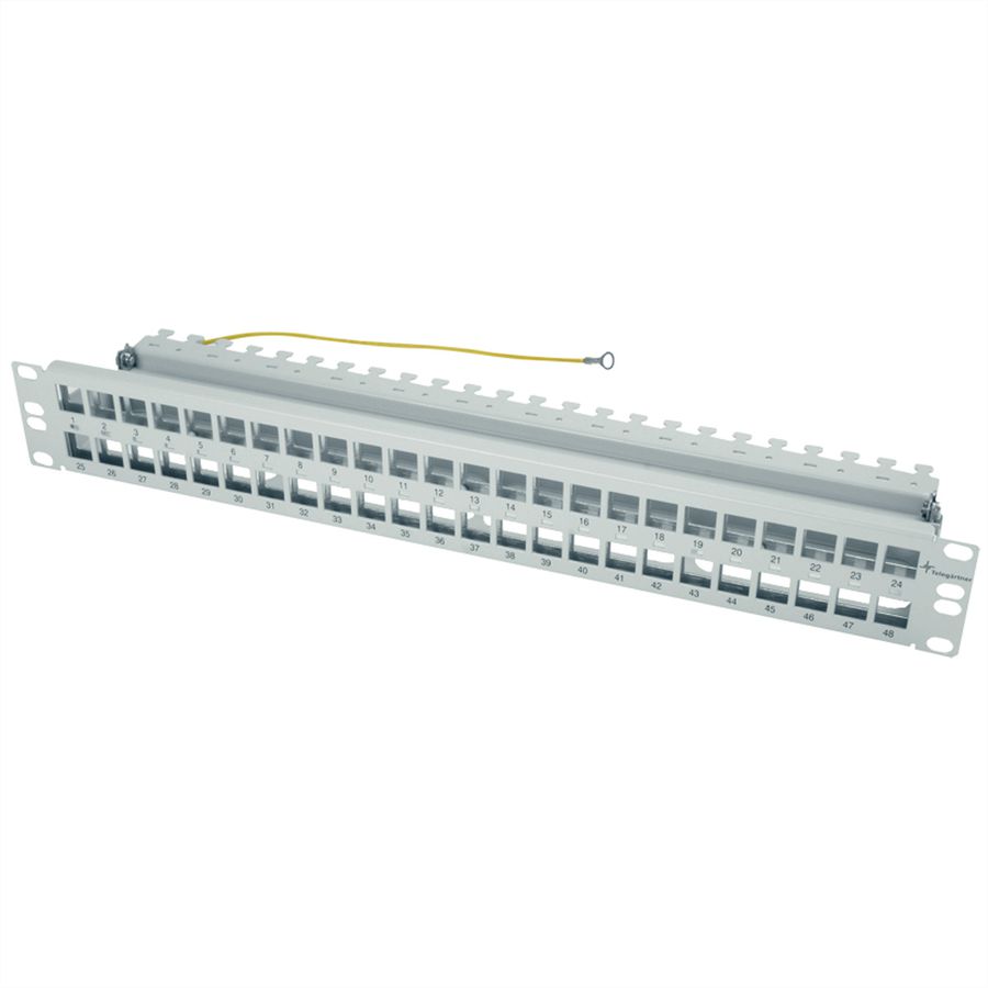 TELEGÄRTNER 19” moduledrager 1,5 U voor 48 AMJ/UMJ, Modules/koppelingen, incl. KAF, RAL 7035