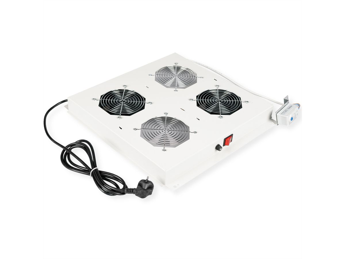ROLINE 19-inch dakventilatie unit met 2 ventilatoren, thermostaat, grijs