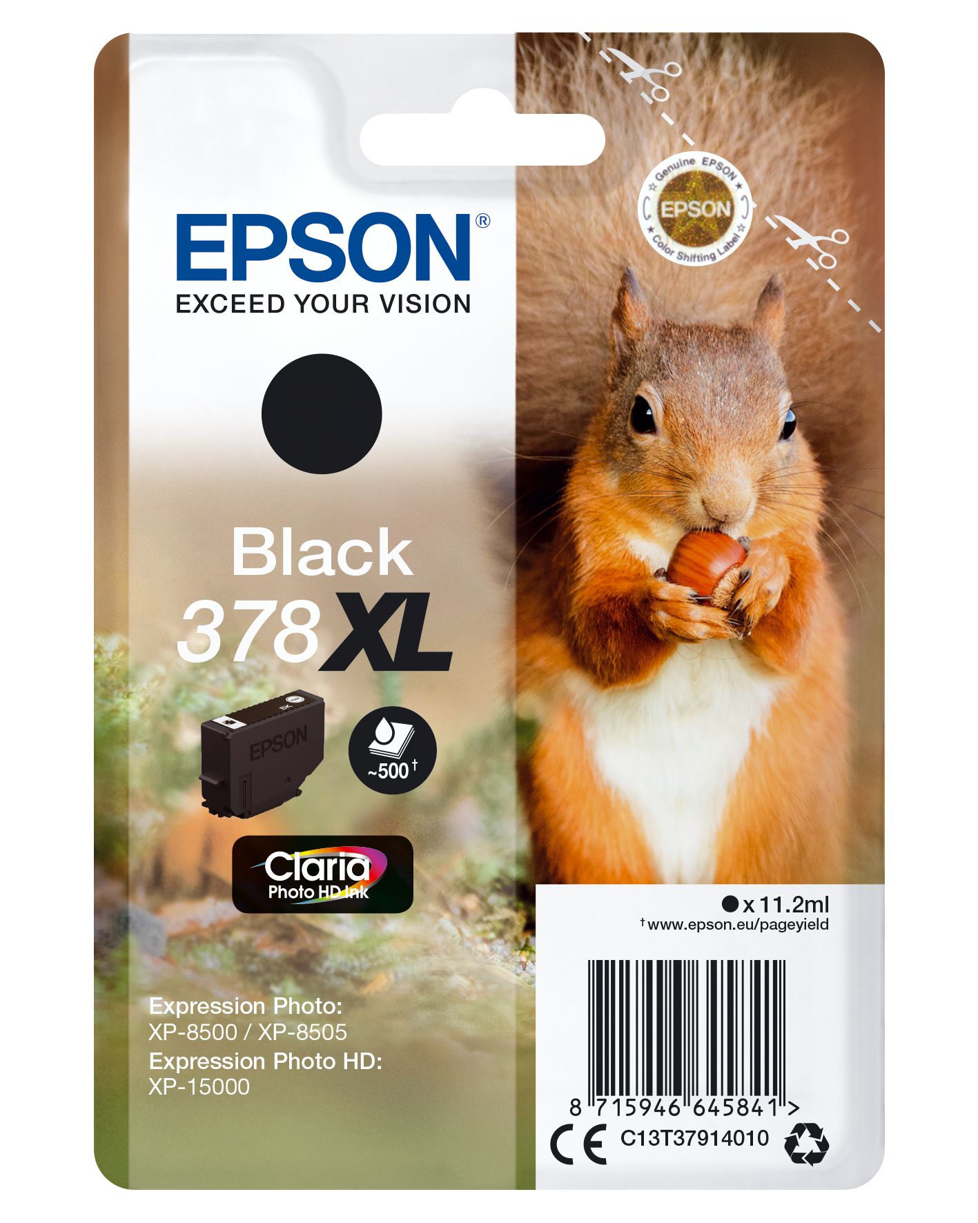 Epson Singlepack Black 378XL Claria Photo HD Ink