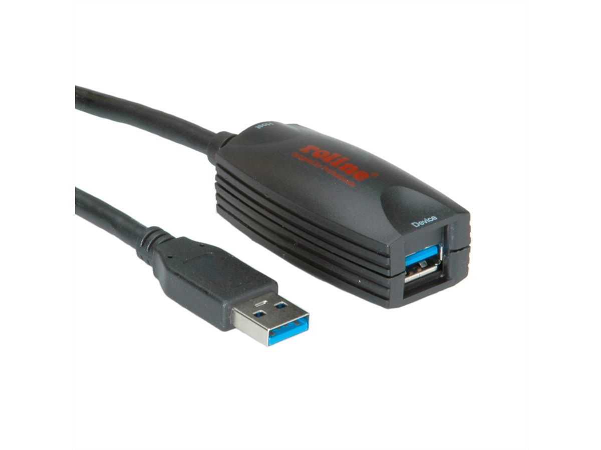 ROLINE USB 3.2 Gen 1 Actieve Repeater kabel, zwart, 5 m