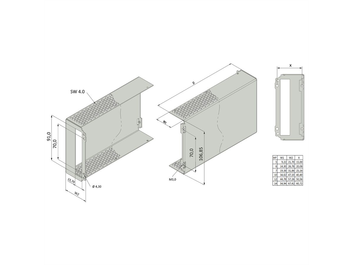 PIU SIDE COVER S 3U 14HP 227D