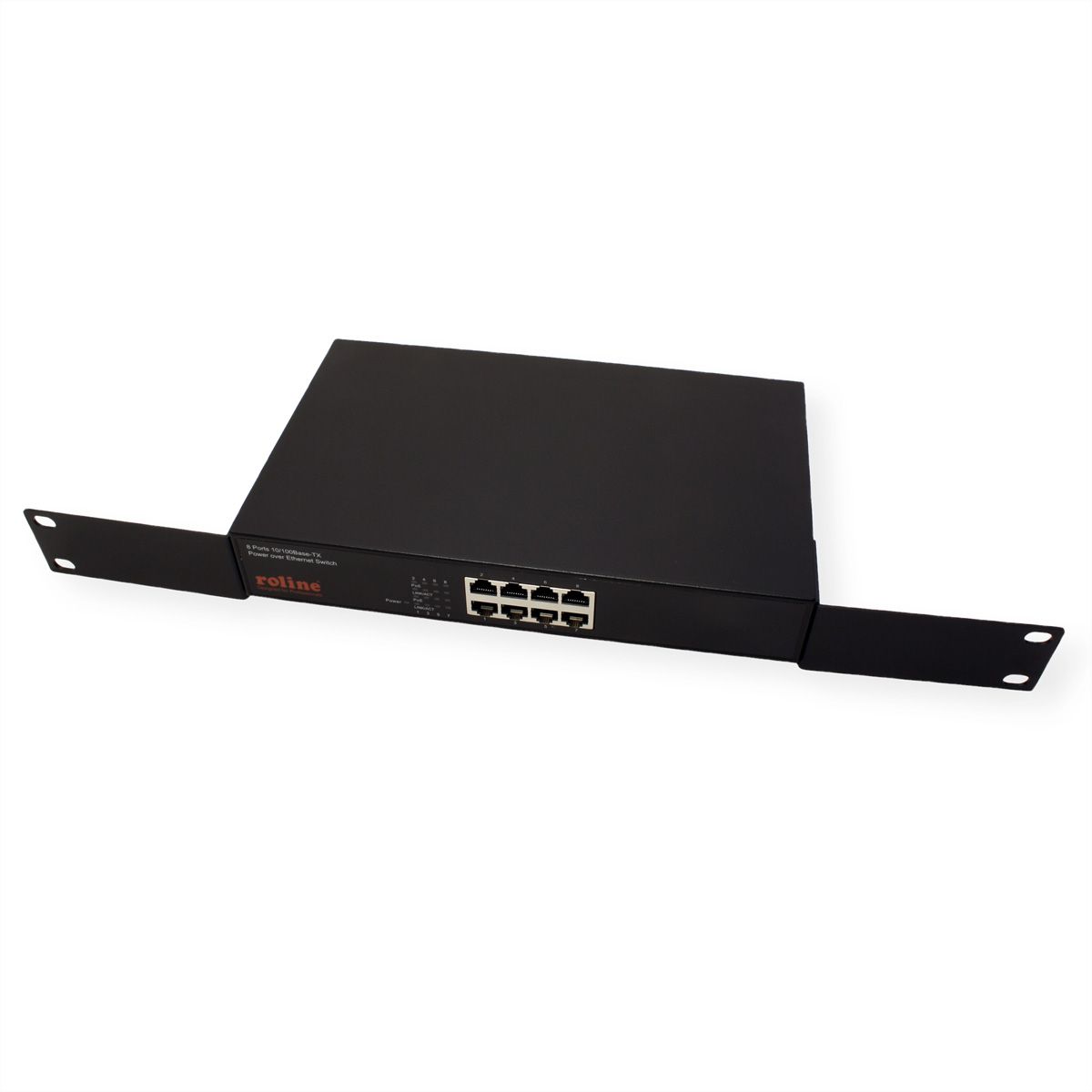 ROLINE PoE Fast Ethernet Switch, 8-Poorts, (8x PoE), 19" Inbouw