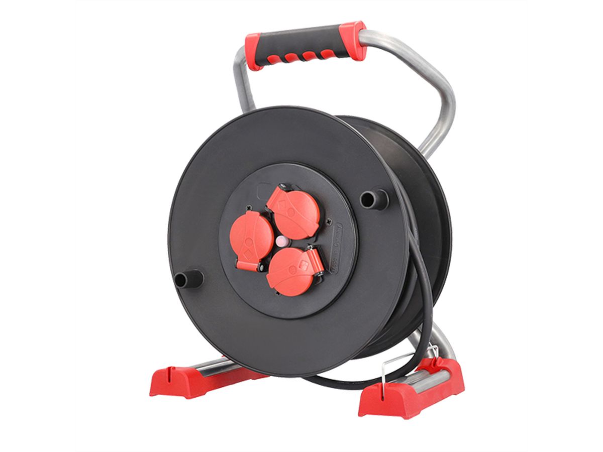 BACHMANN professionele kabelhaspel 3xCEE7/3 H07RN-F 3G1,5mm² 25,0m CEE7/7