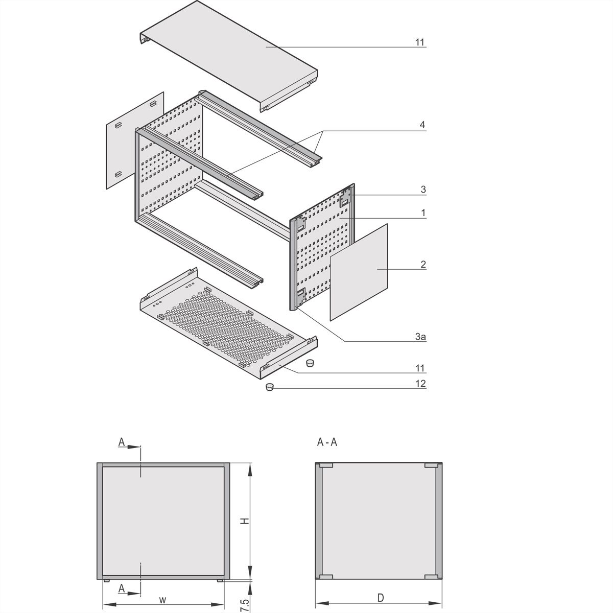 SCHROFF RatiopacPRO, Desktop Case, Retrofittable Shielding, Front Trim, 6 U, 84 HP, 315 mm
