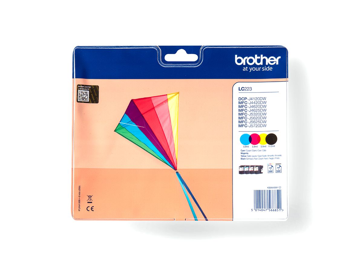 Brother LC223VALBP ink cartridge 4 pc(s) Original Black, Cyan, Magenta, Yellow
