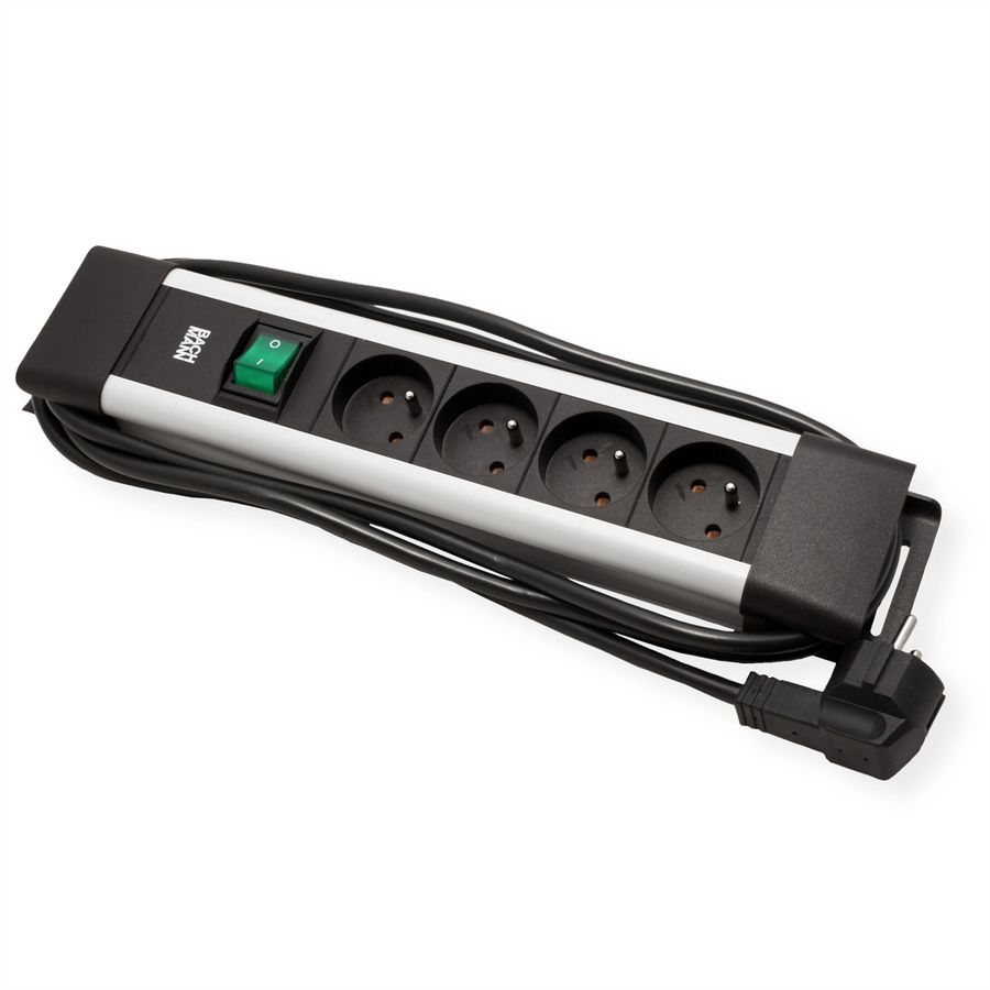 BACHMANN CONNECTUS 4xUTE, 1xSchalter 2,0m CEE7/7 Grau