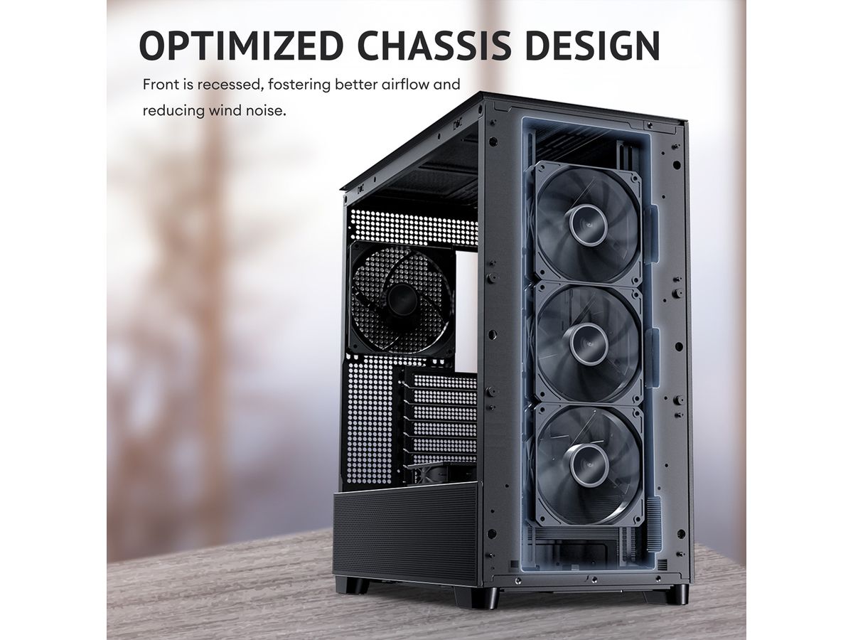 ANTEC FLUX PC case Midi Tower Gaming ATX, black