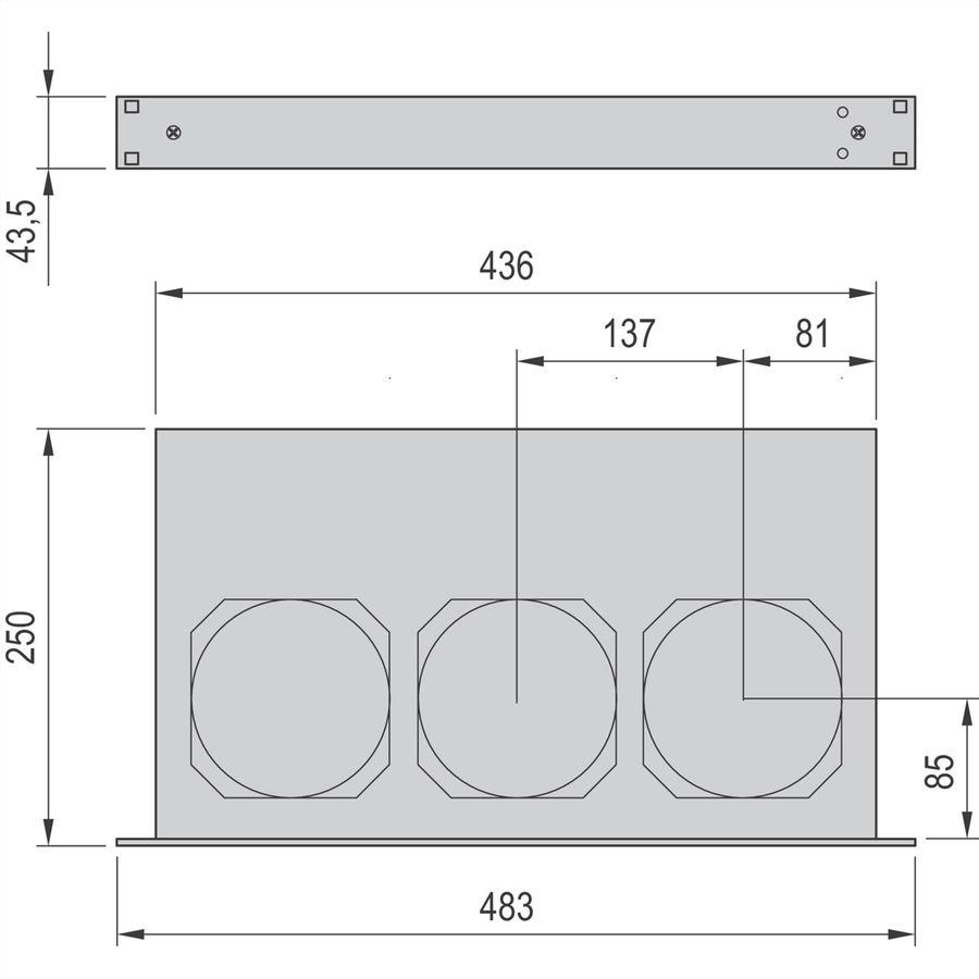 SCHROFF 19" ventilatoreenheid, 1 HE, toerentalregeling en bewaking, 3 ventilatoren, 230 VAC