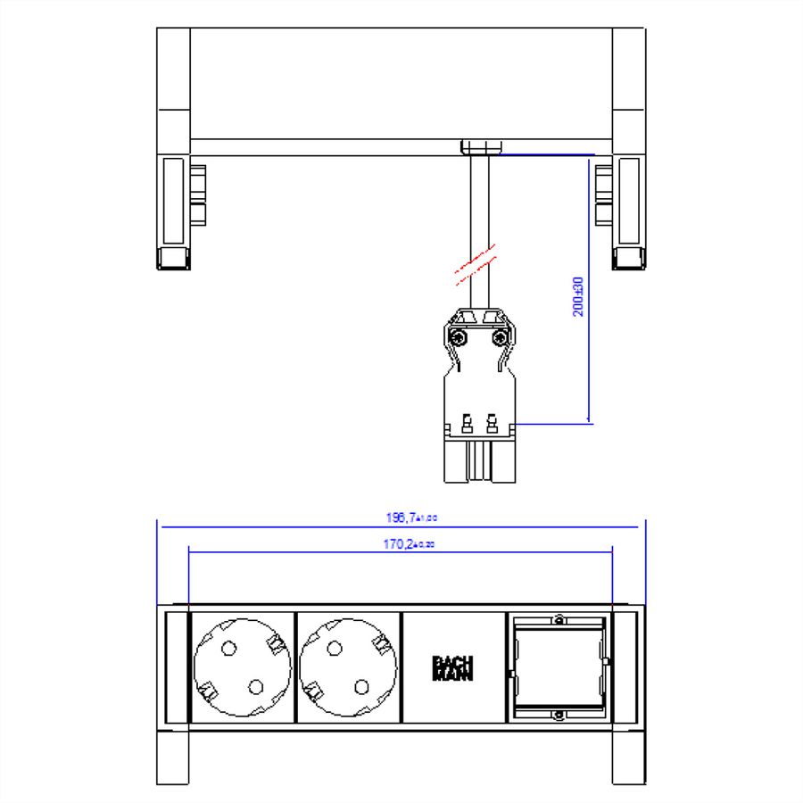 BACHMANN DESK2 2x earthing contact 1x ABD GST18 Inox