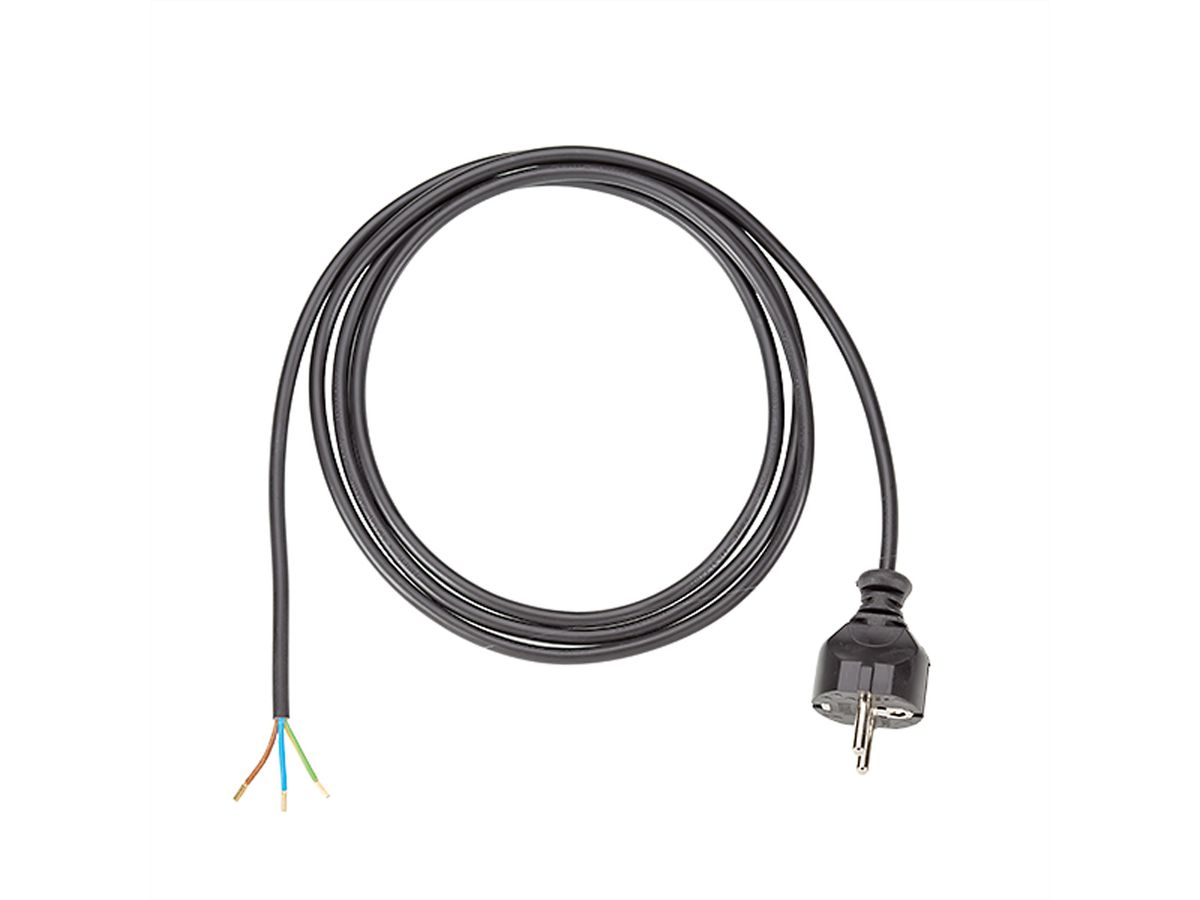 BACHMANN voedingskabel H03VV-F 3G0,75, per stuk verpakt, zwart, 3 m
