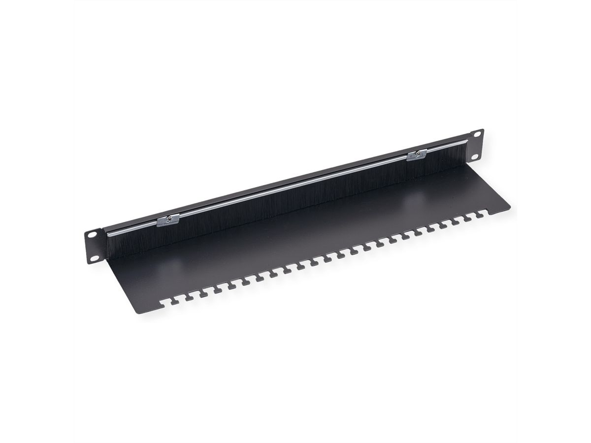 VALUE 19"-Kabeldurchführung 1 HE, mit Bürstendichtung & Kabelträgerplatte, schwarz
