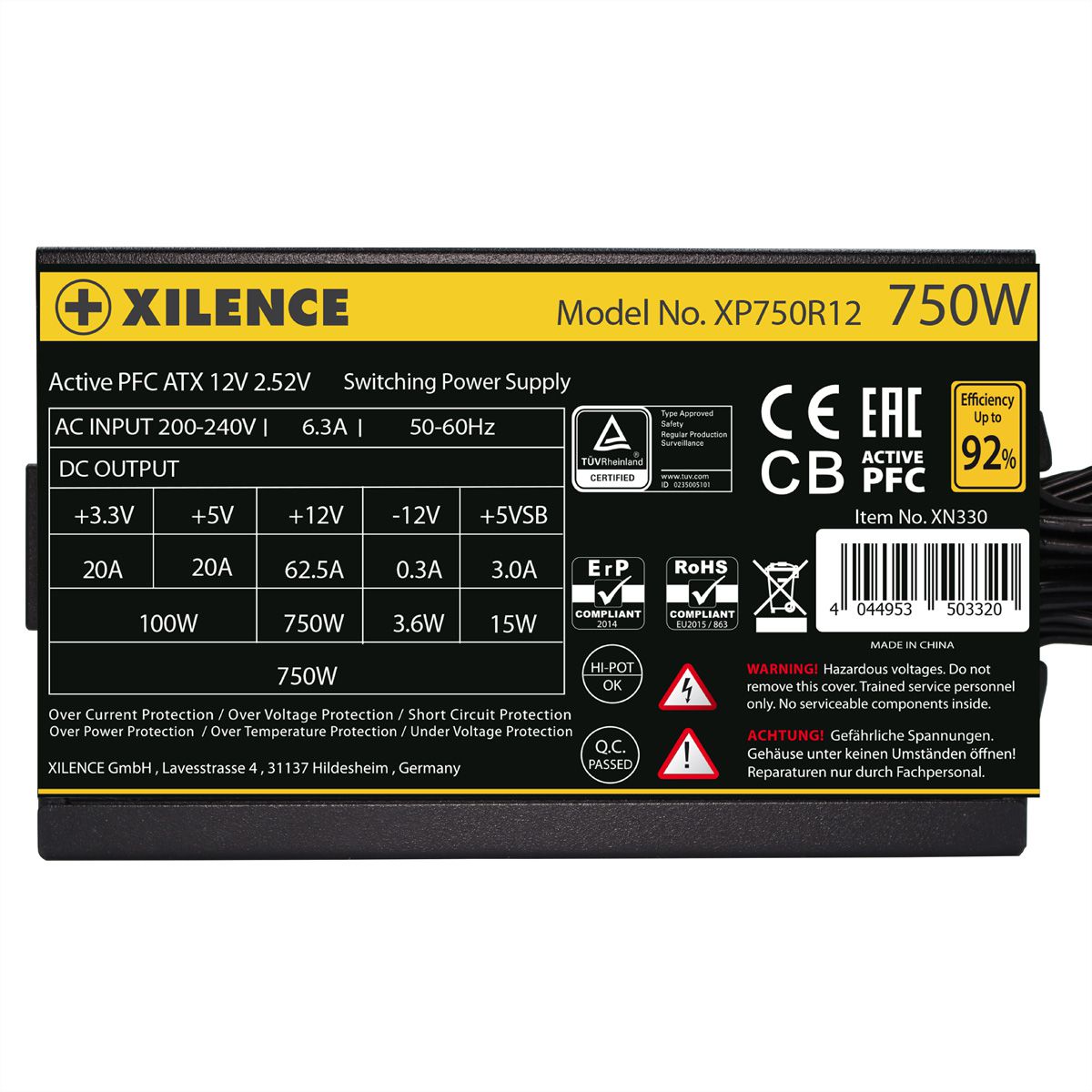 Xilence XP750R12 750W PC Netzteil, Meet 80+ Gold, Gaming, ATX