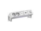 BACHMANN DESK2 ALU WHITE 2xCEE7/3 1xSwitch 1xUSB A/C 22W 0,2m