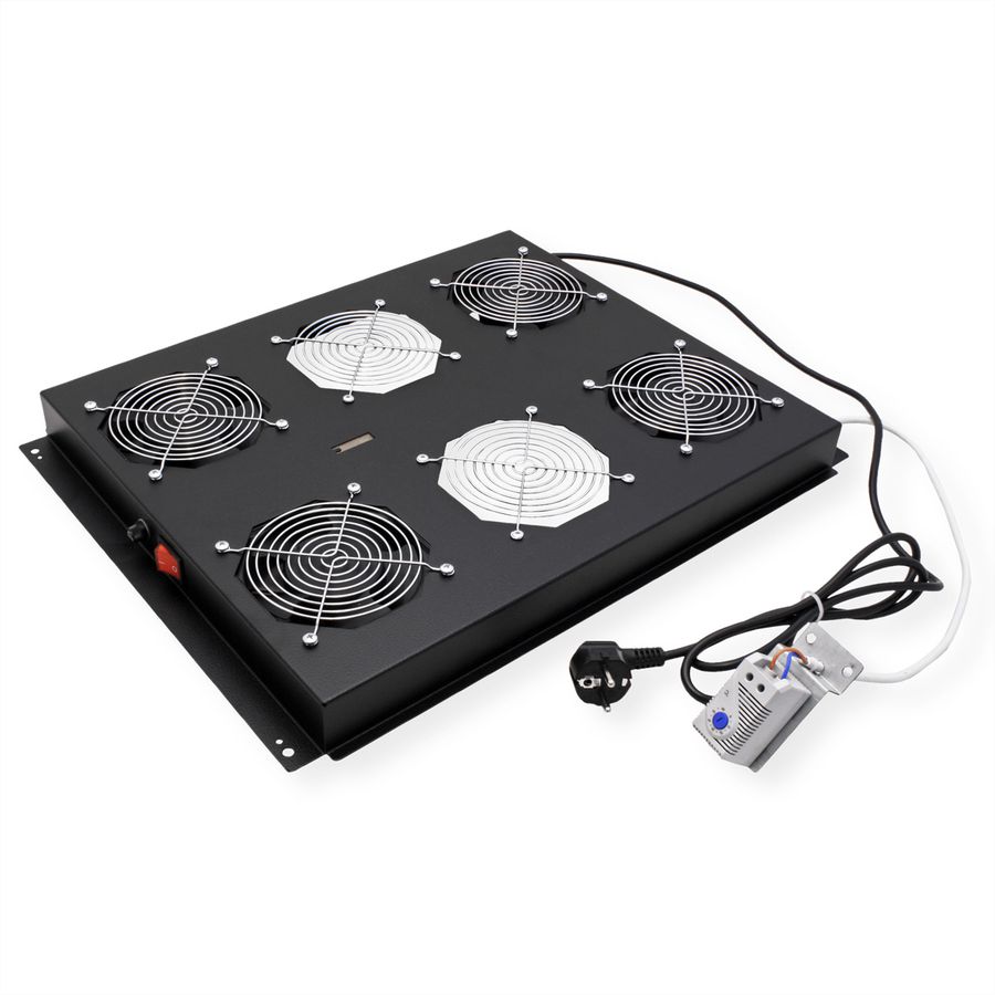 ROLINE 19-inch roof-mounted fan unit 4 fans, Thermostat black