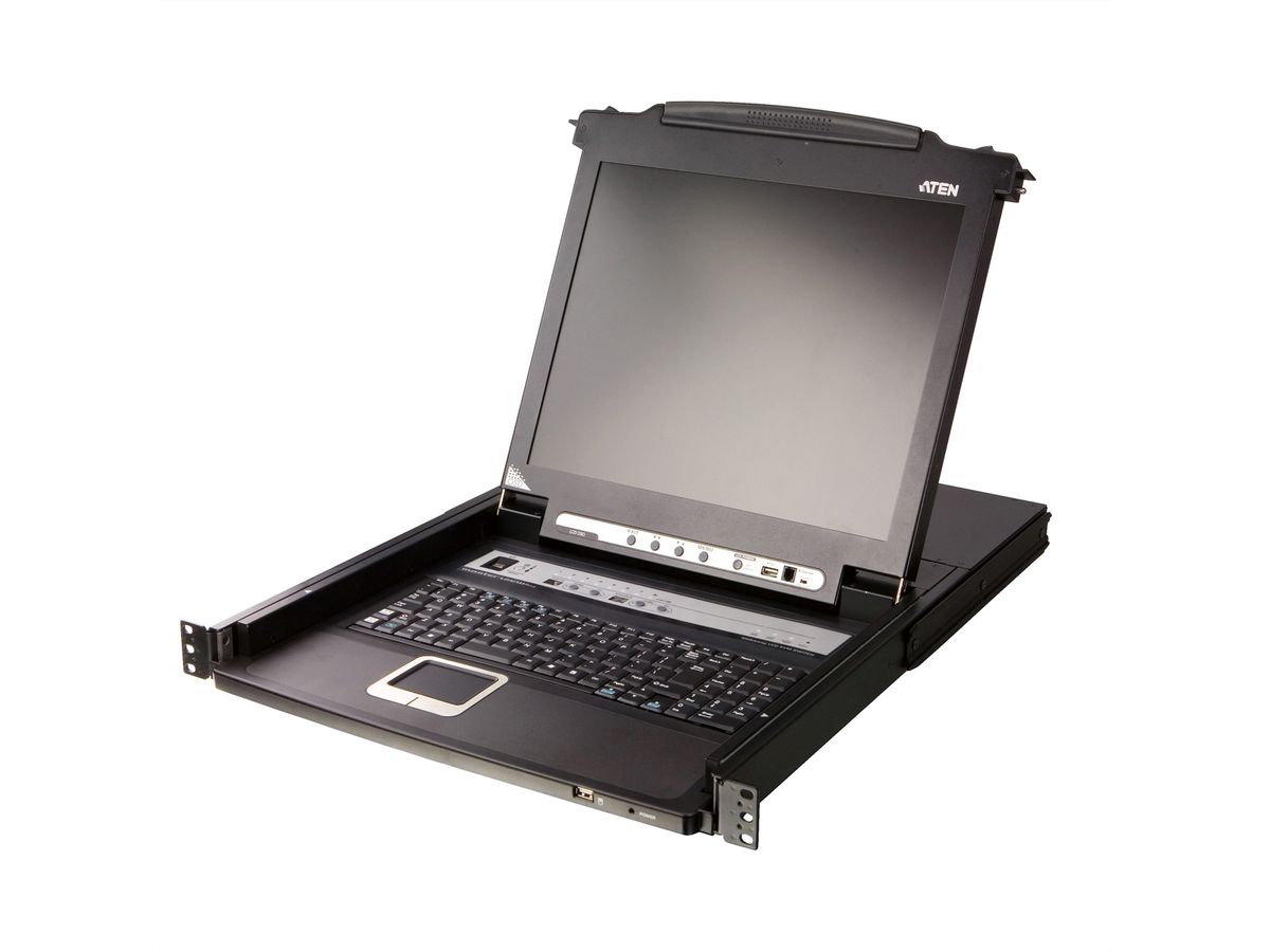 ATEN CL5708MW 43cm wide LCD KVM Switch, USB-PS/2,VGA, 8-poorts, DE-Layout