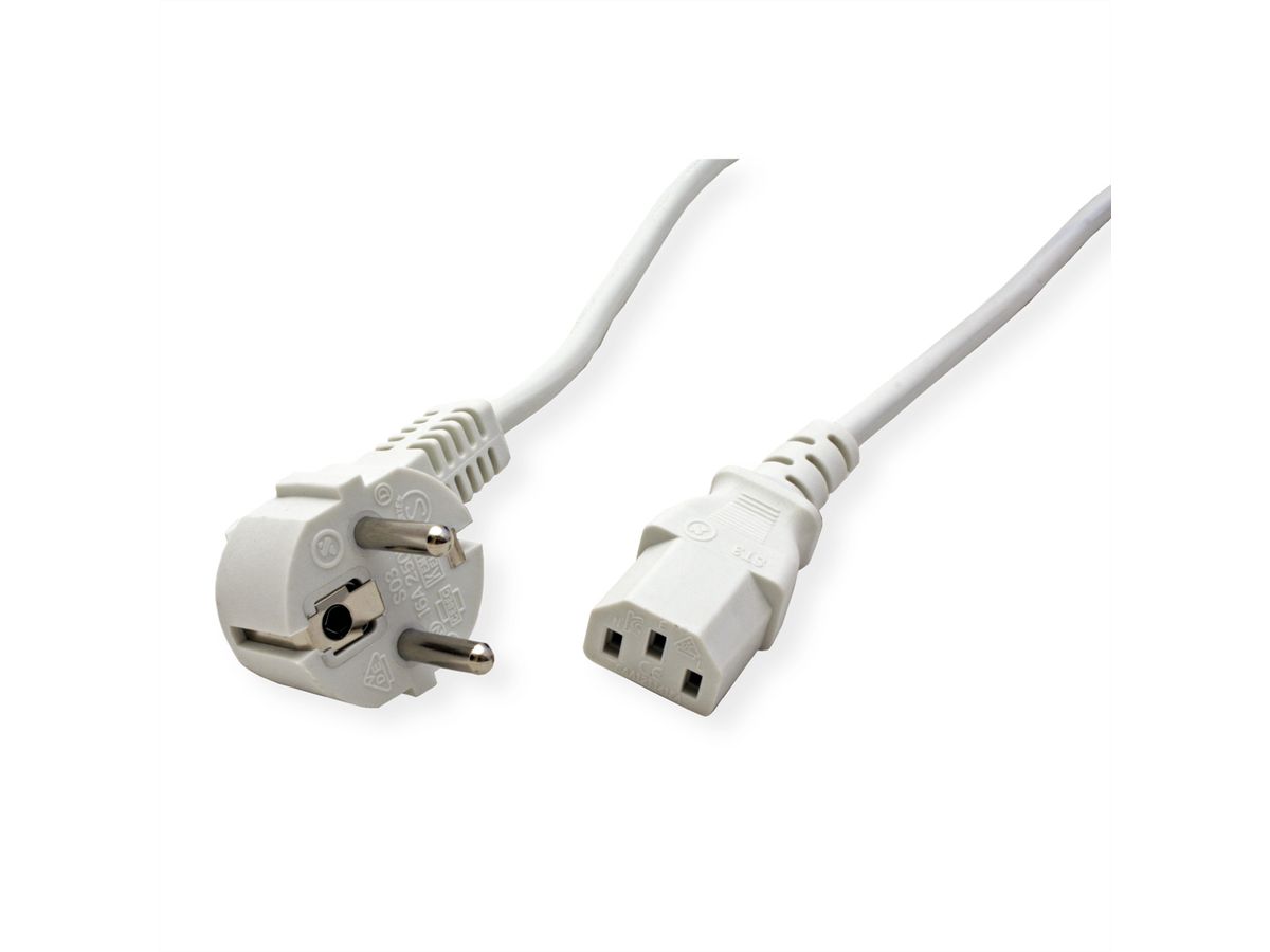 VALUE Power Cable, straight IEC Conncector, white, 1.8 m