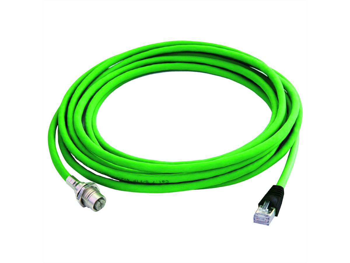 TELEGÄRTNER STX M12x1-RJ45 VL X-cod. Cat.6A, CS01CP05B-SFTP2607C7-1PUR-A0100, 5 m