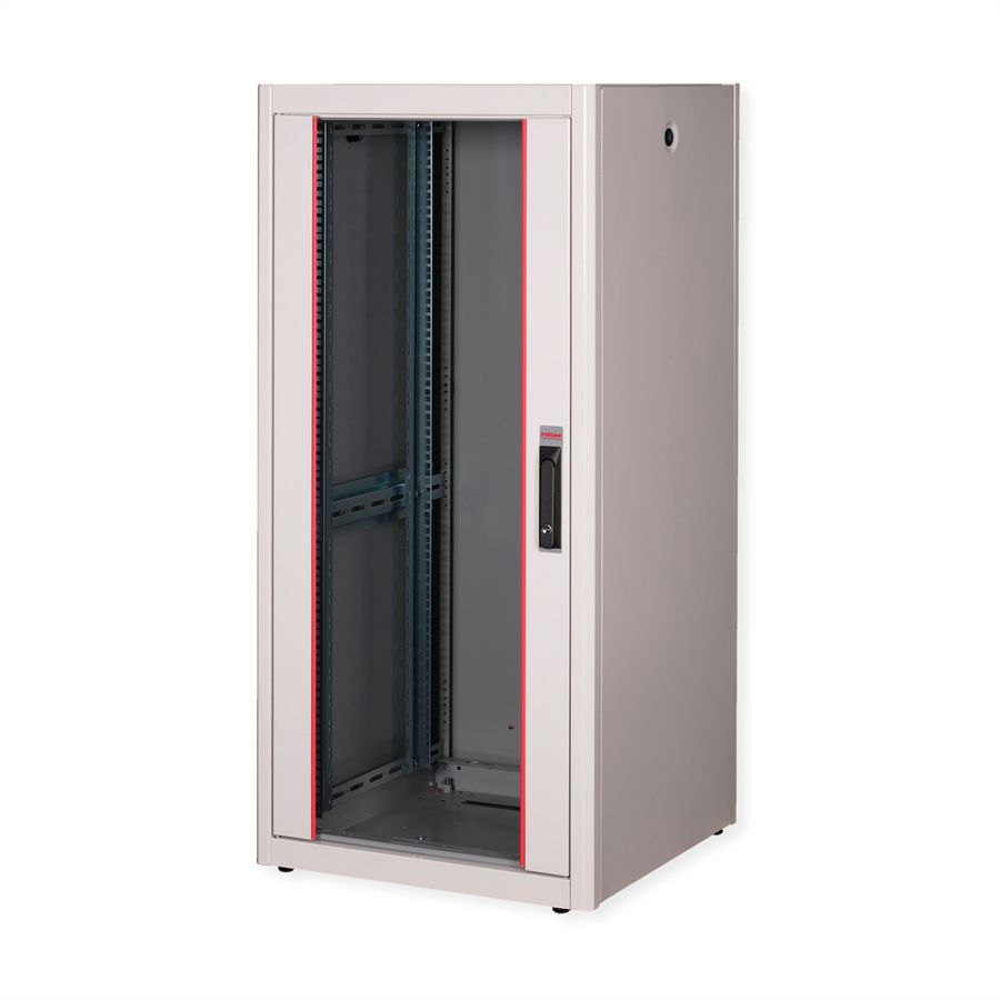 ROLINE 19-inch network cabinet Basic 26 U, 600x600 WxD glass door grey