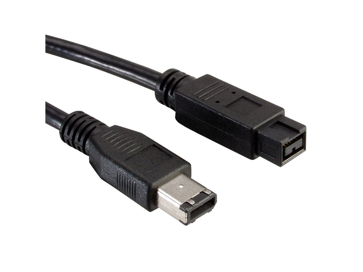 ROLINE IEEE 1394b / IEEE 1394 Kabel, 9/6polig, zwart, 1,8 m