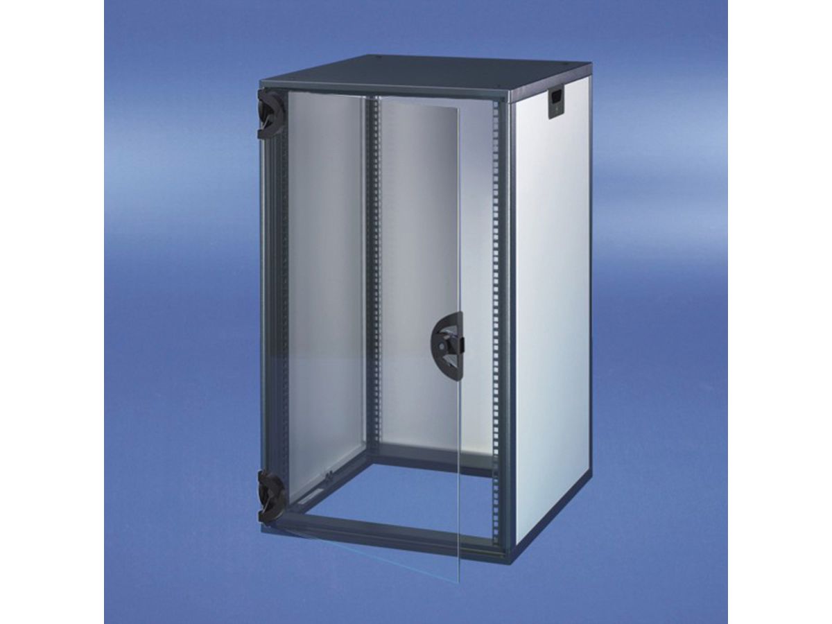 SCHROFF Novastar kast met beglaasde deur en achterwand, Slim-Line, RAL 7021/7035, 589H 553B 600D
