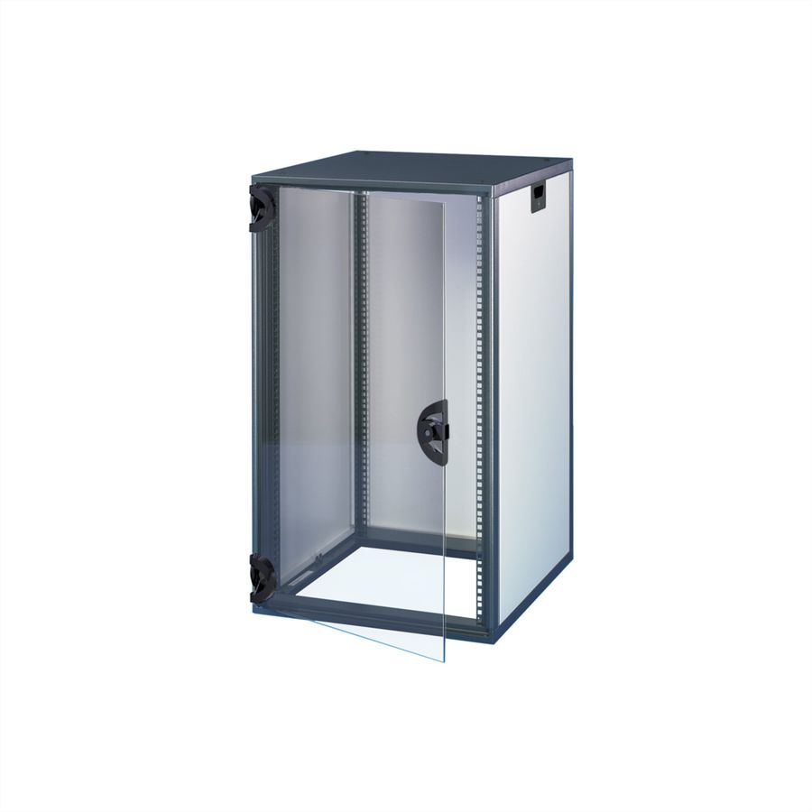 SCHROFF Novastar Cabinet With Glazed Door and Rear Panel, Slim-Line, RAL 7021/7035, 945H 553W 600D, Slim-Line