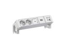 BACHMANN DESK2 ALU WHITE 2xUTE 1xUSB A/C 22W 1xswitch 0.2m