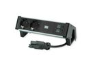 BACHMANN DESK2 ALU ZWART 2x Geaard stopcontact, USB, USB oplader 22W A&C 0,2m GST18
