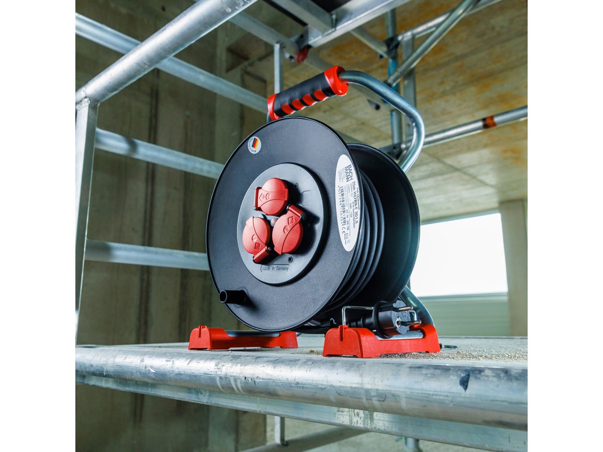 BACHMANN professionele kabelhaspel 3xCEE7/3 H07RN-F 3G1,5mm² 25,0m CEE7/7