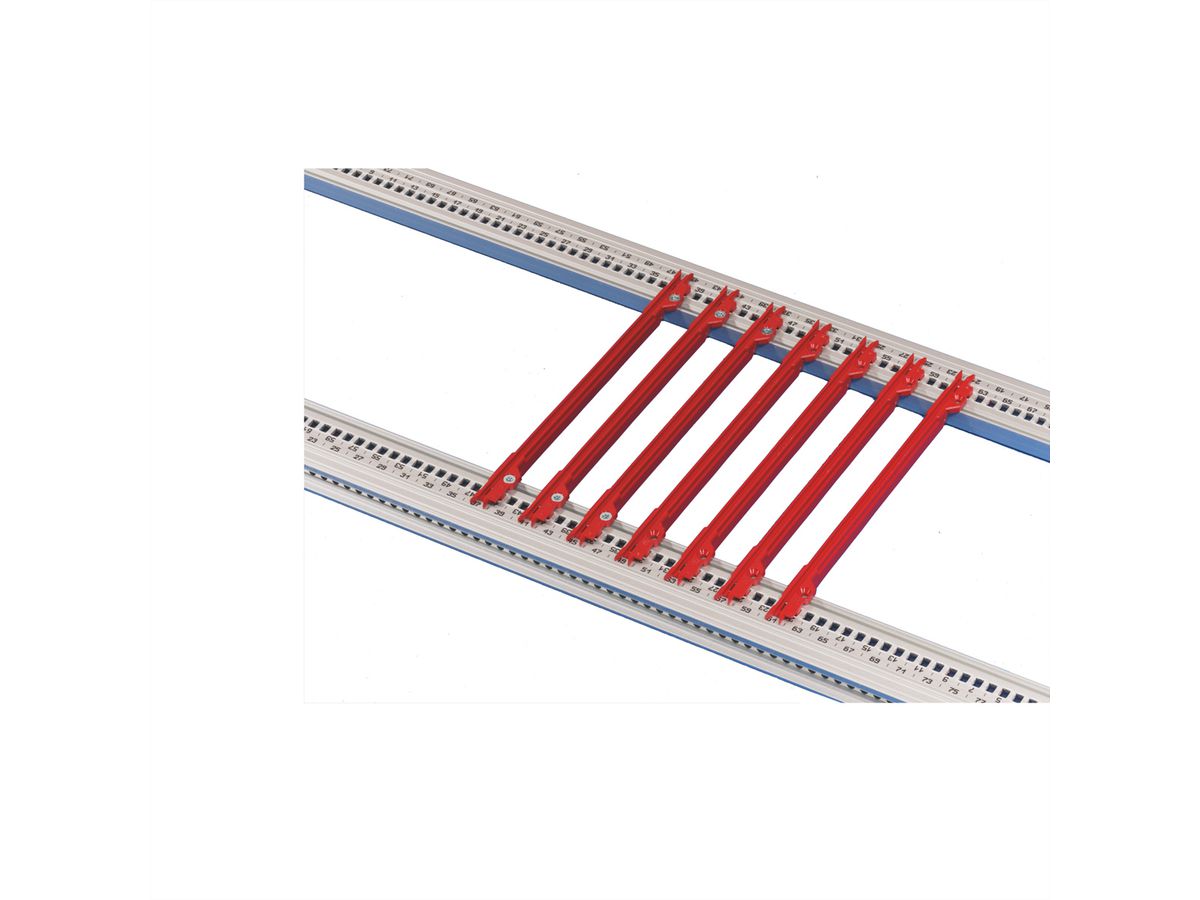 SCHROFF Guide Rail, 4.4" PCB Type, Plastic, 220 mm, 2.5 mm Groove Width, Red, 50 Pieces