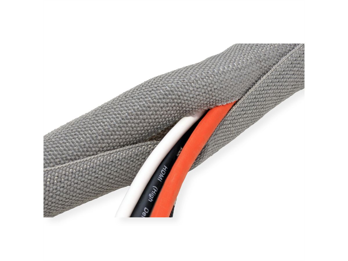 VALUE stoffen slang SNAP voor kabelbundeling, grijs, 25 m