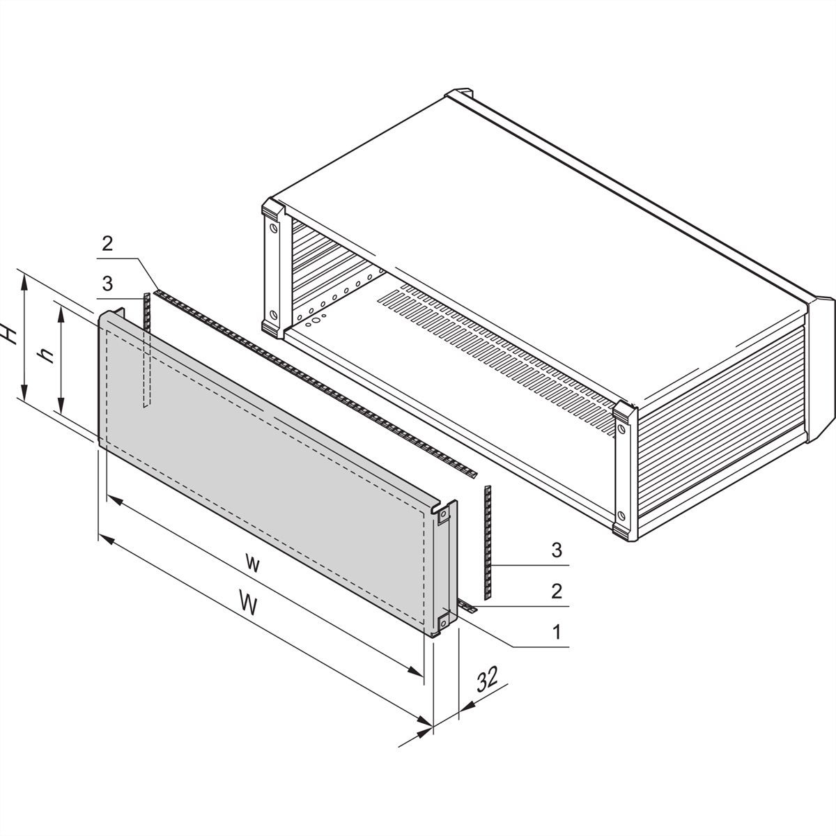 SCHROFF PropacPRO EMC achterpaneel, volledige breedte, 3 HE, 84 PK