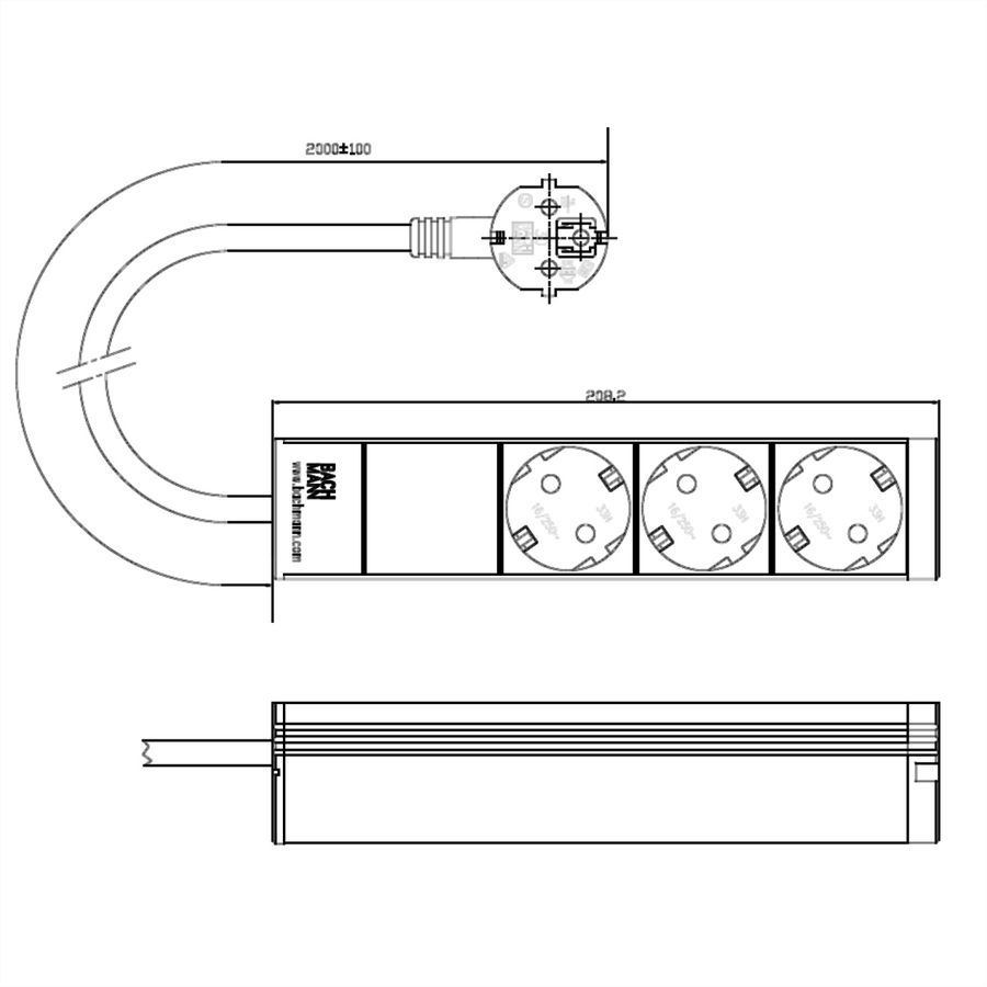 BACHMANN 10" PDU 1U 3xCEE7/3 power 2.0m