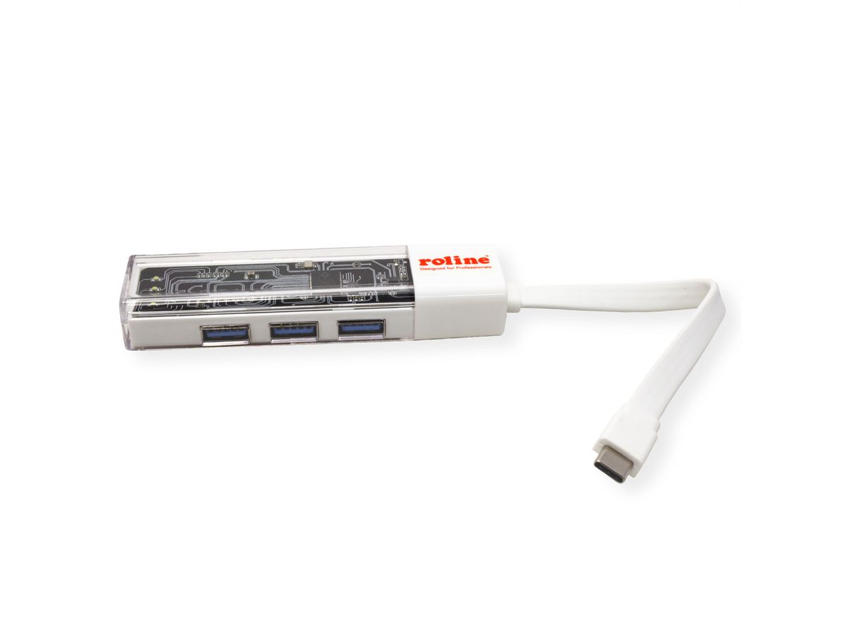 ROLINE Mobile USB 3.2 Gen 1 Hub, 4-poorts, Type A+C verbindingskabel