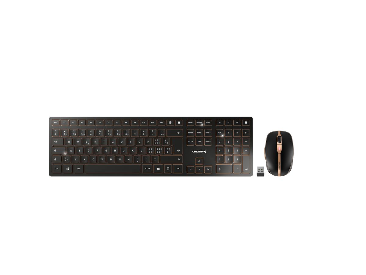 CHERRY DW 9100 SLIM keyboard Mouse included Universal RF Wireless + Bluetooth QWERTZ Swiss Black