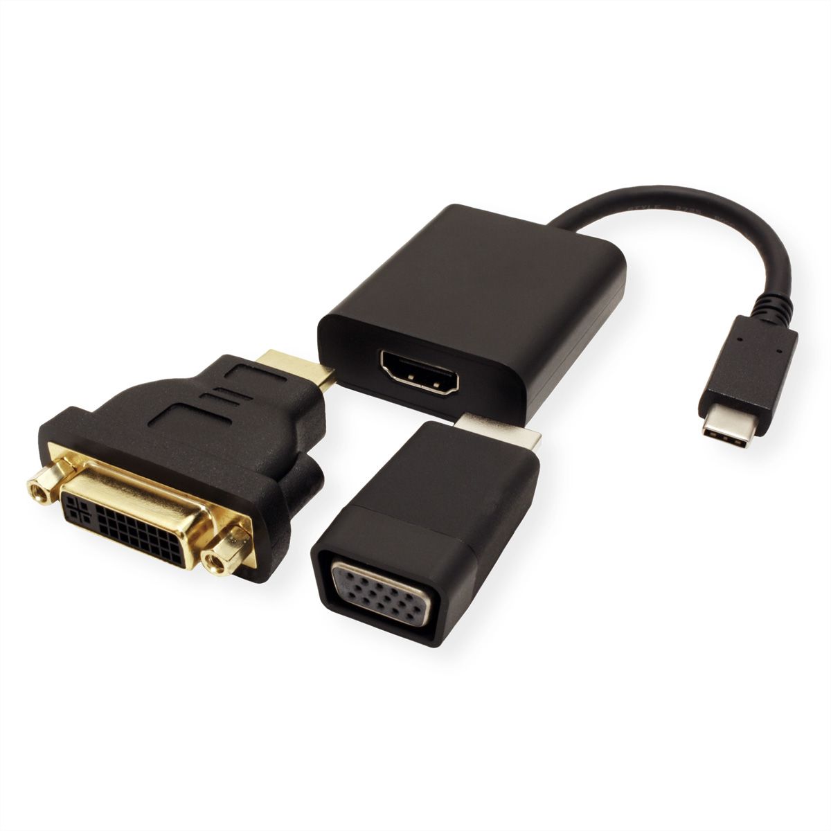 VALUE Beeldscherm Adapter USB Type C - VGA + HDMI + DVI