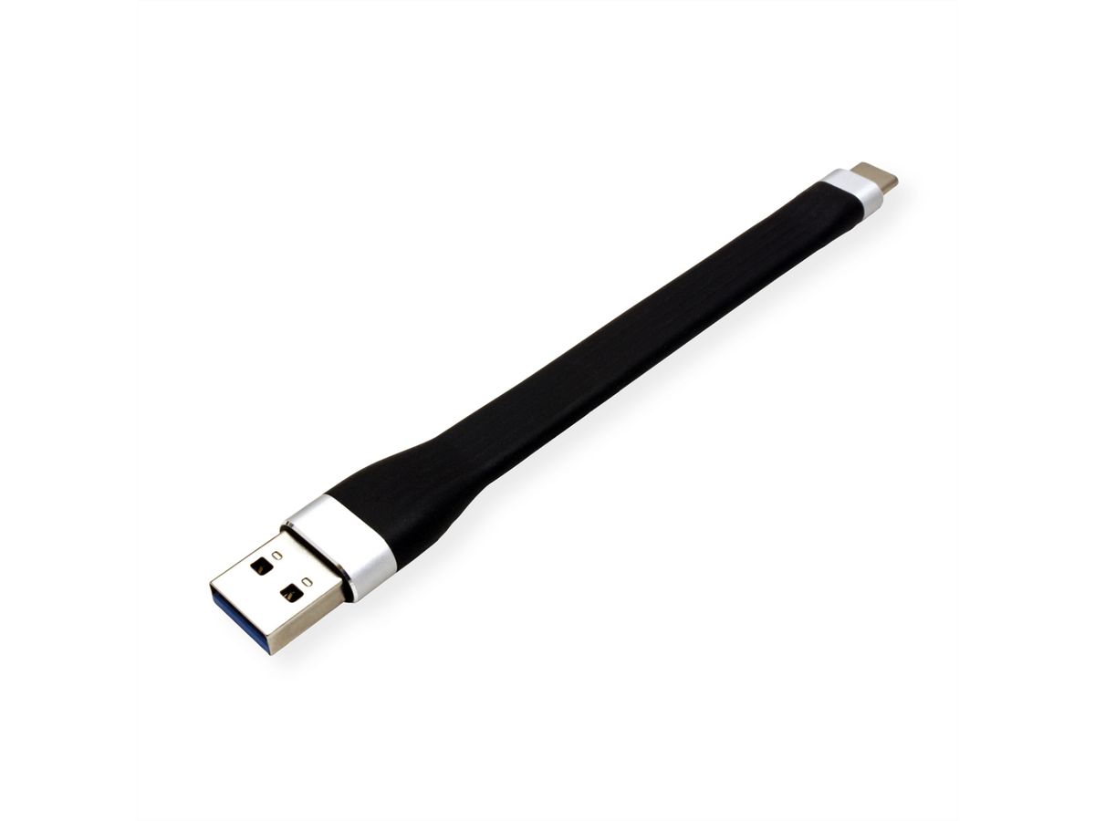 ROLINE USB 3.2 Gen 1 Silicone Cable, A-C, M/M, black, 11 cm