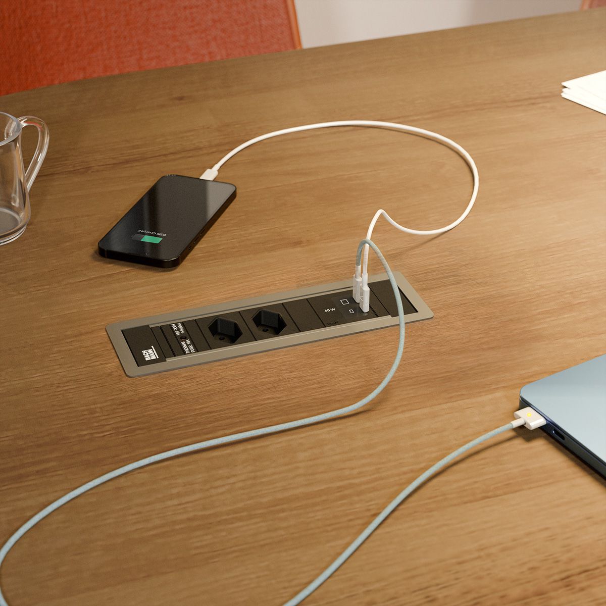 BACHMANN POWER FRAME S 2xCH 0°, 1xUSB C/C 45W L=0,2m