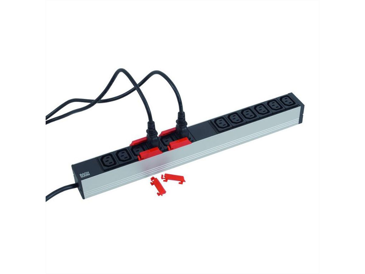 BACHMANN PDU borgclips, voor C13 aansluitingen, rood