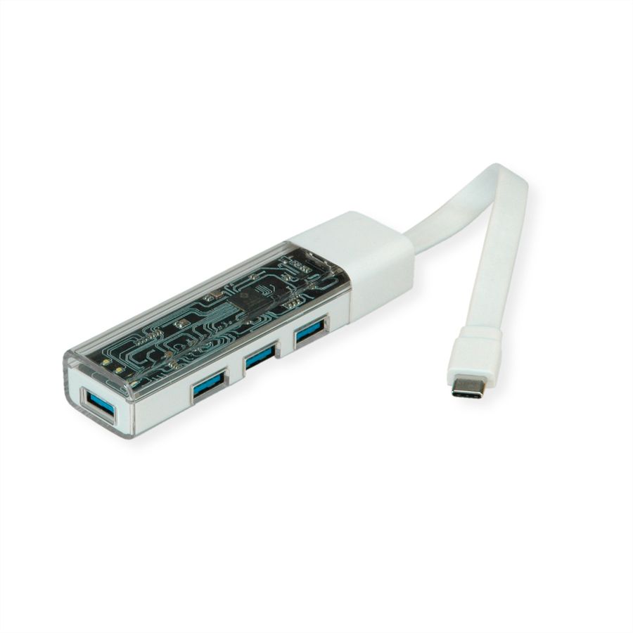 ROLINE Mobile USB 3.2 Gen 1 Hub, 4-poorts, Type A+C verbindingskabel