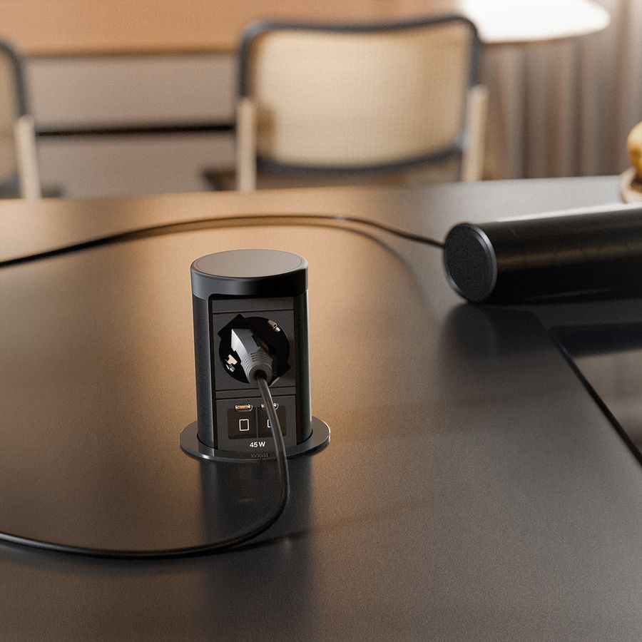 BACHMANN ELEVATOR2 1xP40, 1xUSB C/C 45W RAL9005 2.0 m AEH
