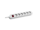 BACHMANN SMART socket strip 6x earthing contact, switch, white, 5 m