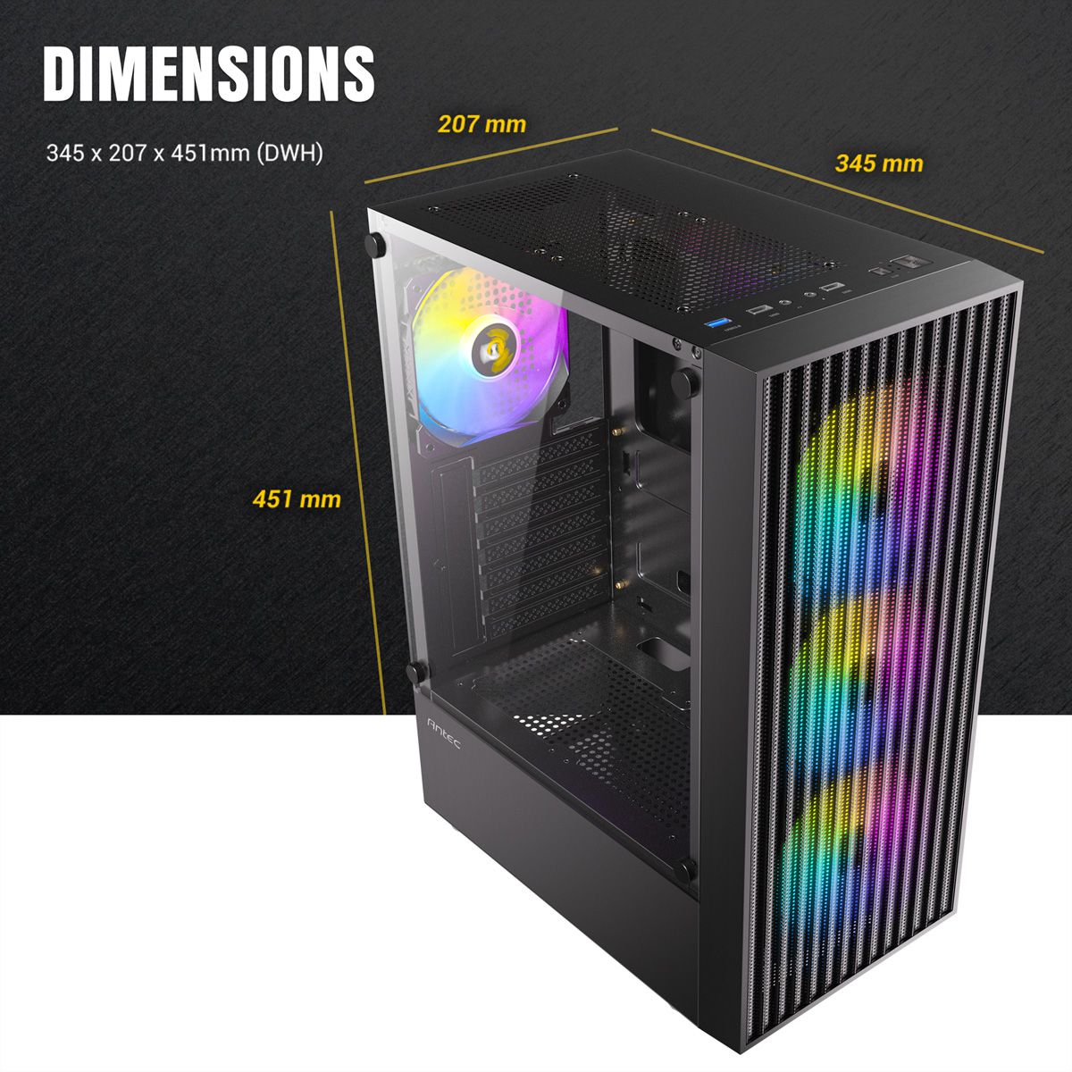 ANTEC AX27 RGB Elite PC case Midi Tower Gaming ATX, black