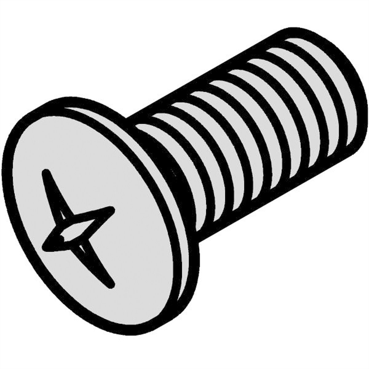 SCHROFF Countersunk Screw, Pozidrive, Cross Recess M2.5x6, Steel Nickel Plated, 100 pcs