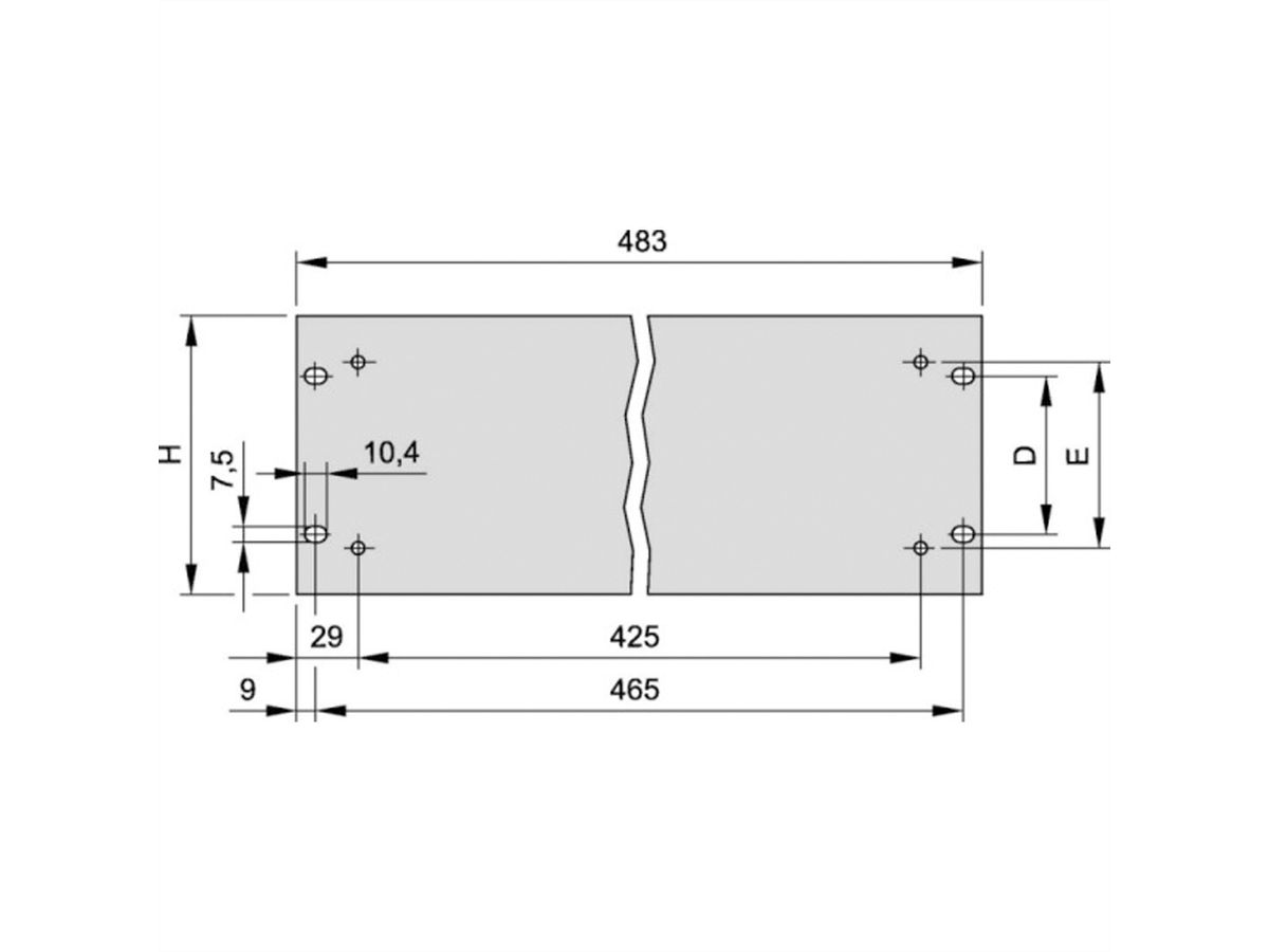 SCHROFF 19" Front Panel With Holes for Handles, 3 U, 3 mm, Al, Anodized, Untreated Edges