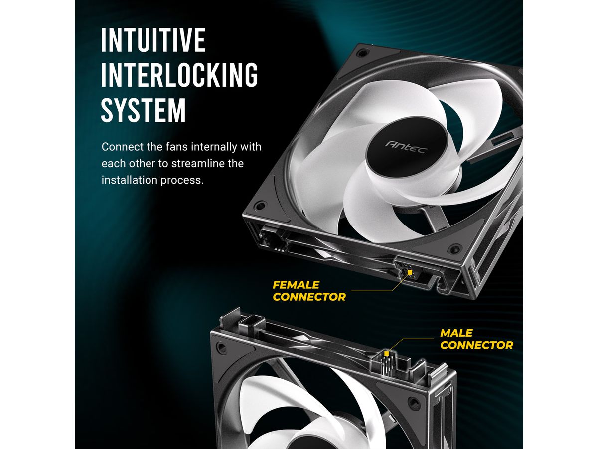 ANTEC C120 ARGB Fan Reverse PC Case Fan 120mm 3-in-1-Pack, black