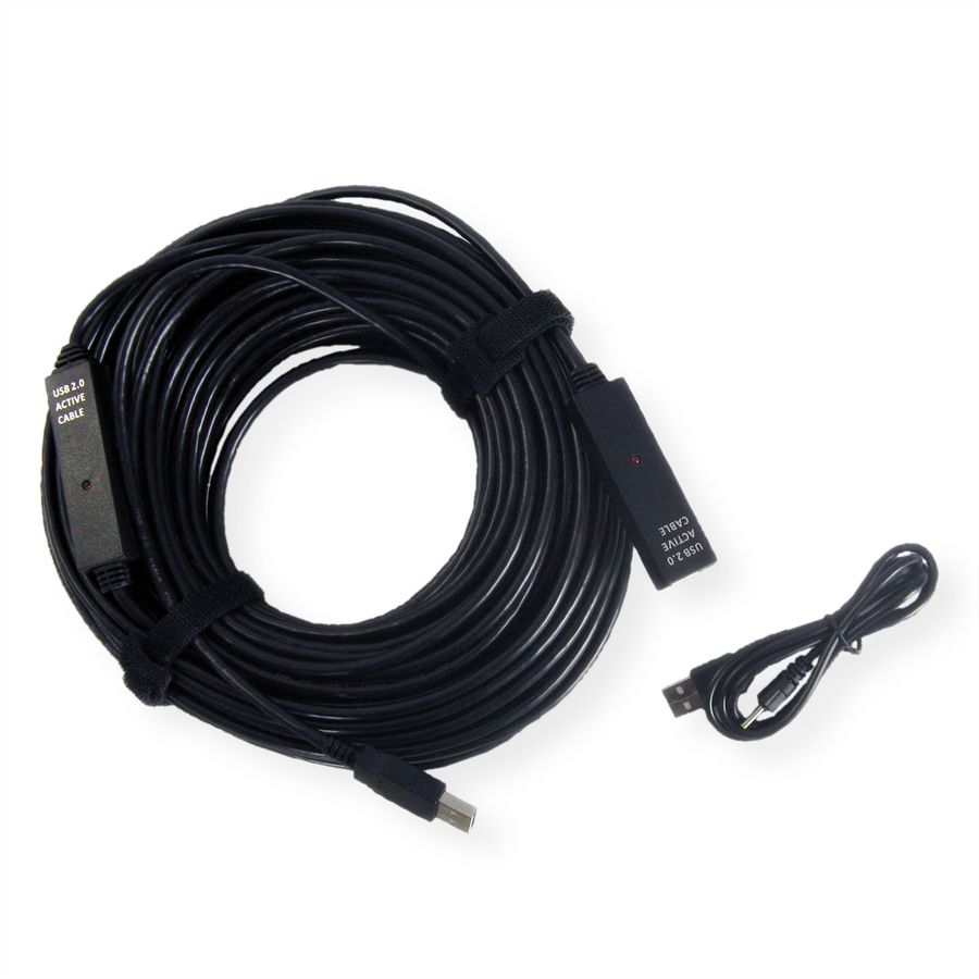 VALUE USB 2.0 verlengkabel actief, zwart, 30 m