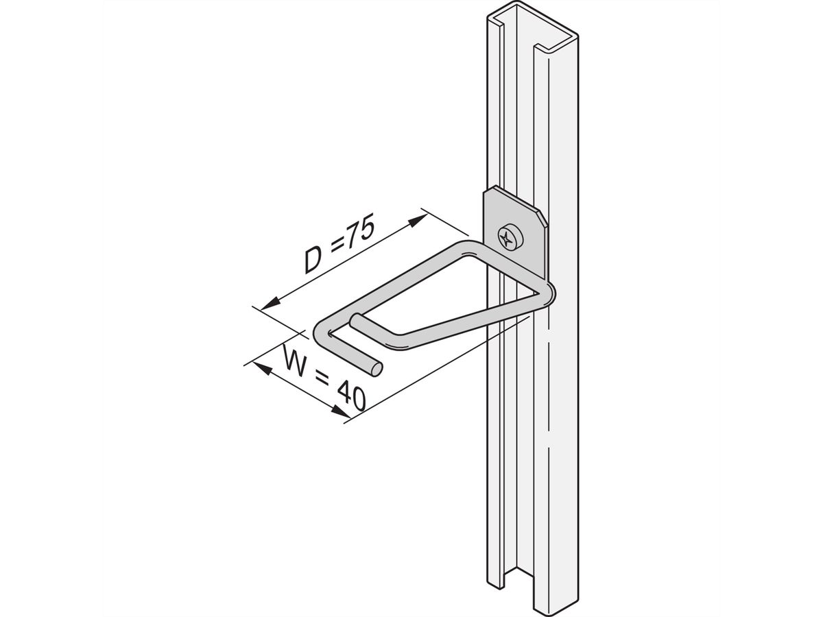 SCHROFF Cable Eye for C-Rail, Steel, 40 x 75 mm